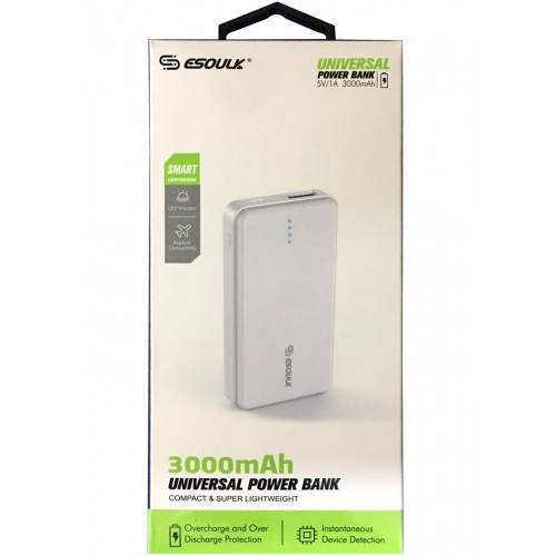 Portable Power Bank White_ 5V/1A_3000mAh